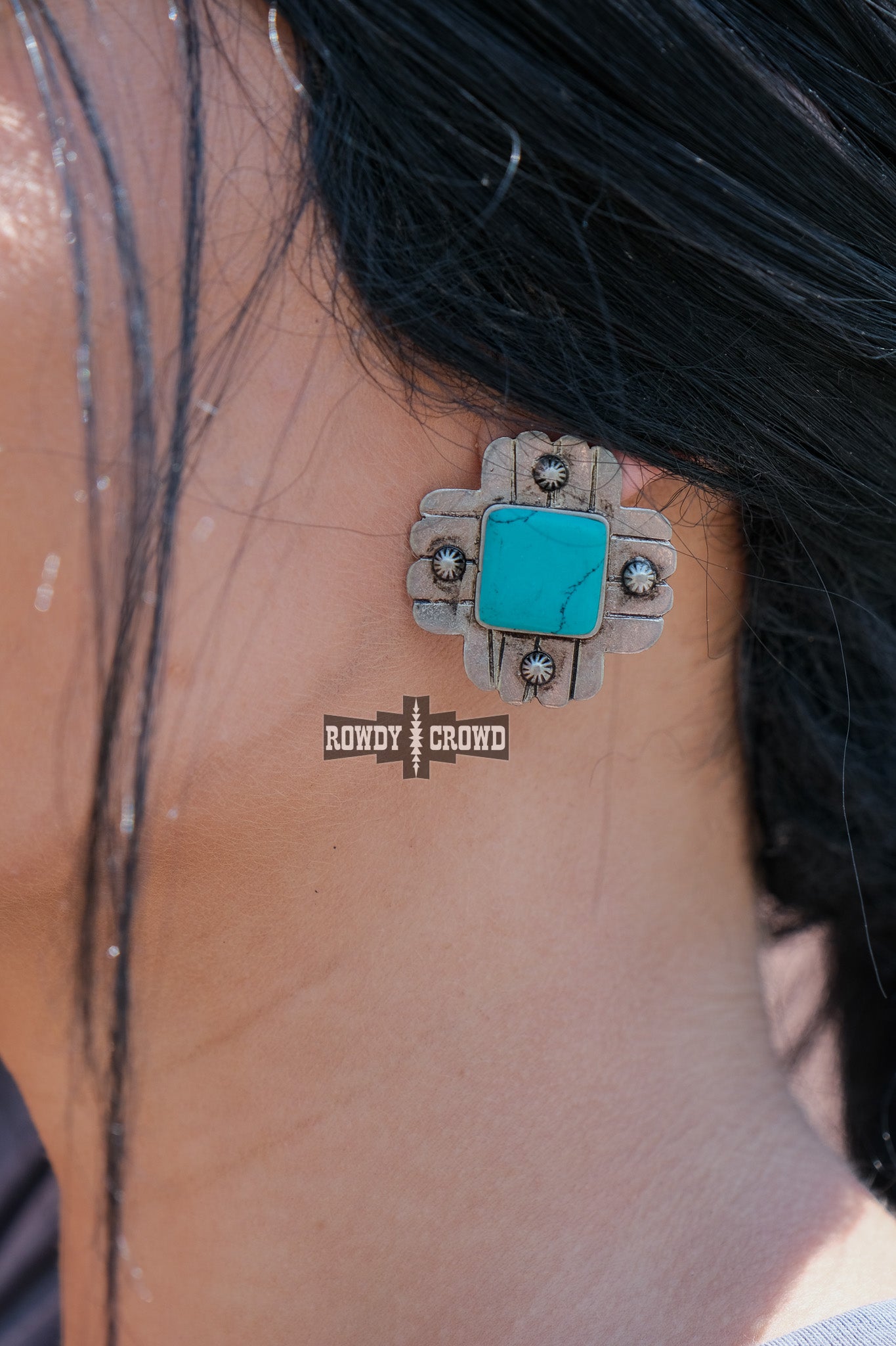 Western Accessories, Western Jewelry, Earrings for Women, Southwestern Jewelry, Western Jewelry Wholesale, Cowgirl Jewelry, Western Wholesale, Wholesale Accessories, Wholesale Jewelry, silver stamped earrings, western stud earrings, western boho earrings, western earrings, stud earrings, western concho earrings, concho stud earrings, turquoise concho earrings, turquoise stud earrings