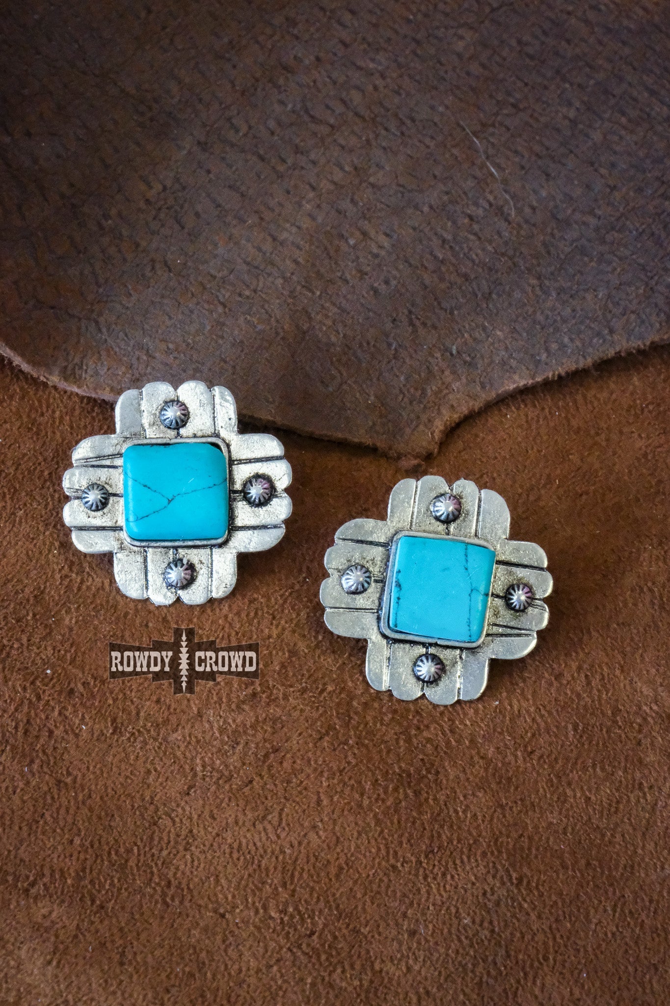 Western Accessories, Western Jewelry, Earrings for Women, Southwestern Jewelry, Western Jewelry Wholesale, Cowgirl Jewelry, Western Wholesale, Wholesale Accessories, Wholesale Jewelry, silver stamped earrings, western stud earrings, western boho earrings, western earrings, stud earrings, western concho earrings, concho stud earrings, turquoise concho earrings, turquoise stud earrings