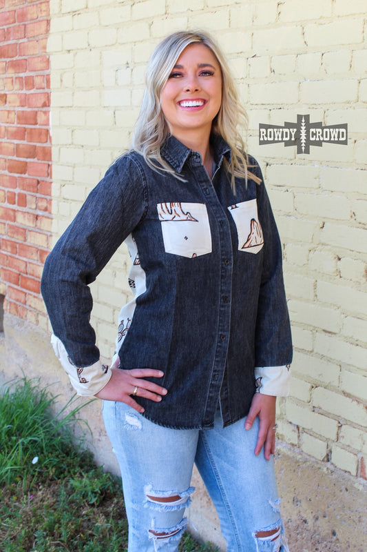 western blouse, western apparel, western boho, western denim top, western top, western womens tops, womens western shirts, womens button top, desert print print top, western long sleeve, western wear, western wholesale apparel, womens western wholesale, cowgirl tops, western attire, western fashion, western clothing, western wholesale, wholesale clothing, womens western blouse